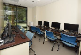 Self-service room with computers.