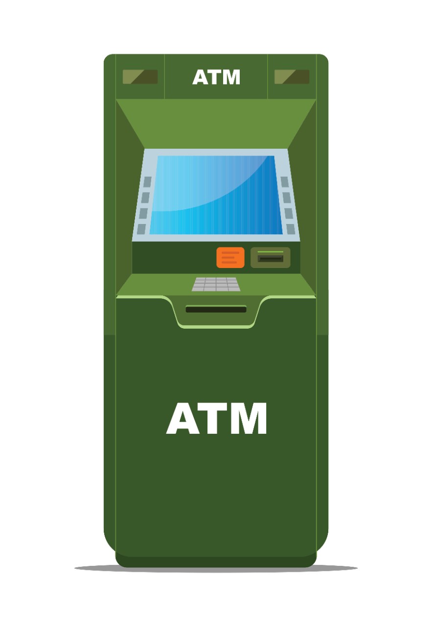 An image of a green ATM Machine